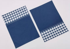 Two-Tone Woven Placemat with Checked Border and Zig-Zag Embroidery Set