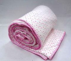 Ecrue Pink Heart Printed Blanket
