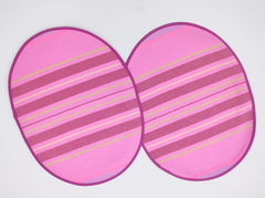 Striped Oval Placemat with Zig-Zag Embroidery Set of 2