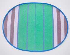 Striped Oval Placemat with Zig-Zag Stitching Set of 2