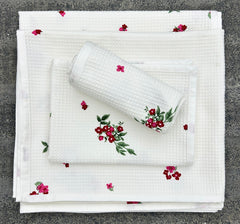 Printed Cotton Waffle Bath Towel Set Pack of 4 Pieces