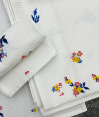 Printed Cotton Waffle Bath Towel Set Pack of 4 Pieces