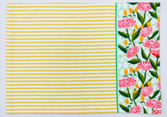 Woven Placemat - Floral and Striped Design Set of 2