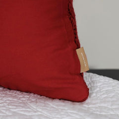 Cable Knit Decorative Throw Pillow - 22x22 inches, Solid Red, 100% Acrylic with Cotton Canvas Back, 15 Denier Fiberfill