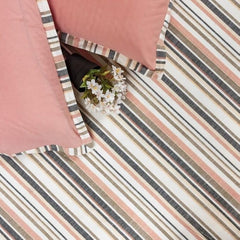 Ecrue Yarn Dyed Cotton Woven Stripe Bed Sheet 90x95'' with Pillow Case 17x27''