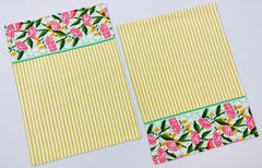 Woven Placemat - Floral and Striped Design Set of 2