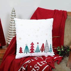 Print & Embroidered Christmas Tree Pillow – A Festive Holiday Accent (16x16")