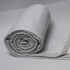 EcruE Premium Reversible Baby Blanket, 100% Organic Cotton Jersey Front & Ultra-Soft Fleece Back – Grey & White Striped Design with Light Grey Piping – 60x90 Inches – Ideal for Newborns & Toddlers