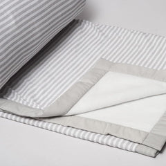 EcruE Premium Reversible Baby Blanket, 100% Organic Cotton Jersey Front & Ultra-Soft Fleece Back – Grey & White Striped Design with Light Grey Piping – 60x90 Inches – Ideal for Newborns & Toddlers