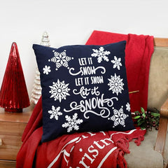 Snowflake Print with Embroidery Cushion, 18x18 Inches - Winter Wonderland Decor, Soft & Durable Fabric