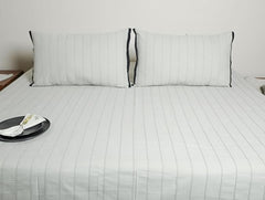 EcruE 100% Pure Cotton Pleated Bed Sheet - Soft, Breathable & Hypoallergenic - Elegant Woven Texture, Durable & Comfortable for Sensitive Skin - Machine Washable