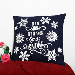 Snowflake Print with Embroidery Cushion, 18x18 Inches - Winter Wonderland Decor, Soft & Durable Fabric