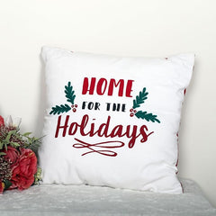Home for the Holidays" Embroidered Cushion (16x16") – Festive Christmas Decor