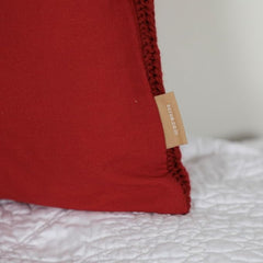 Cable Knit Decorative Throw Pillow - 18x18 inches, Solid Red, 100% Acrylic with Cotton Canvas Back, 15 Denier Fiberfill