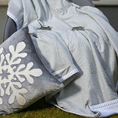 EcruE Luxe Baby Blanket 60x90 Inches – Reversible Cotton Jersey & Plush Fleece – Heathered Grey with Striped Piping – Ultra-Soft, Hypoallergenic, Handmade in India