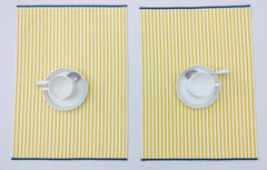 Woven Placemat - Yellow and White Striped Design Set of 2