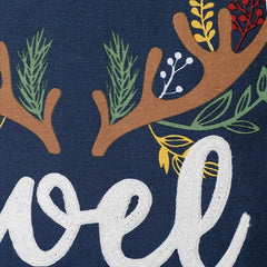 Noel Embroidered Cushion with Cream Cord Piping (16x16") – Festive Elegance for Your Home