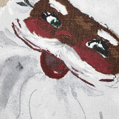 Santa Printed Cushion - 18x18 Inches, 10 Lea Linen Fabric, Festive Holiday Decor