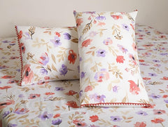 EcruE 100% Cotton 180 TC Floral Print Bedsheet Set | Soft & Durable | 110 x 110 Inches (Bedsheet) & 17 x 27 Inches (Pillowcases) | Elegant Design | Machine Washable | Premium Bedding for All Seasons