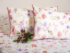 EcruE 100% Cotton 180 TC Floral Print Bedsheet Set | Soft & Durable | 110 x 110 Inches (Bedsheet) & 17 x 27 Inches (Pillowcases) | Elegant Design | Machine Washable | Premium Bedding for All Seasons