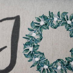 Joy" Embroidered Cushion with Green Cord Piping (12x18") – A Festive Touch for Your Home