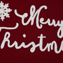 Merry Christmas Full Embroidered Pillow - 12x18 Inches, Festive Holiday Decor with Tassels