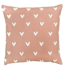 Valentine’s Luxury Cushion with Heart Embroidery - 20x20 Inches | Elegant Cotton Canvas Pillow with Buckle Embroidered Heart Design