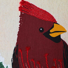 Bird Print with Embroidery Cushion – Elegant Cardinal Design (18x18")
