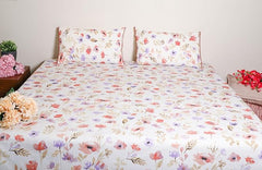 EcruE 100% Cotton 180 TC Floral Print Bedsheet Set | Soft & Durable | 110 x 110 Inches (Bedsheet) & 17 x 27 Inches (Pillowcases) | Elegant Design | Machine Washable | Premium Bedding for All Seasons
