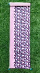 Printed Velvet Table Runner with Accent Patch and Tassels