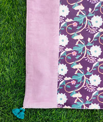 Printed Velvet Table Runner with Accent Patch and Tassels