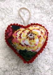 Floral Heart Pillow Hanging Ornament