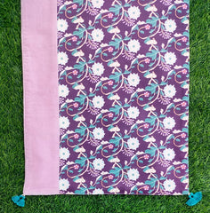 Printed Velvet Table Runner with Accent Patch and Tassels