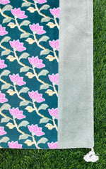 Printed Velvet Table Runner with Accent Patch and Tassels