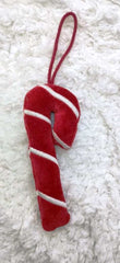 Classic Velvet Candy Cane Hanging Ornament