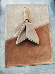 Elegant Table Linen Set: Linen Blend with Cotton Velvet