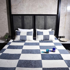 Elegant Chenille/Cotton Checkerboard Bed sheet 98x100'' with Pillow case-17x27''