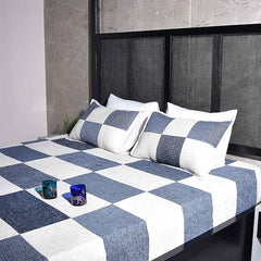 Elegant Chenille/Cotton Checkerboard Bed sheet 98x100'' with Pillow case-17x27''
