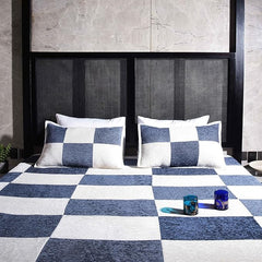 Elegant Chenille/Cotton Checkerboard Bed sheet 98x100'' with Pillow case-17x27''
