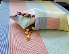 EcruE 100% Cotton (Multicolor) Bed Sheet Set, Premium Quilted, Elegant Design Includes 1 Bed Sheet (108X108'' Inches) & 2 Pillowcases 17x27 Inches, Breathable & Machine Washable