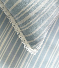 Ecrue Yarn Dyed Woven Cotton/Poly Stripe Bed Sheet 92x96'' with Pillow Case 17x27''
