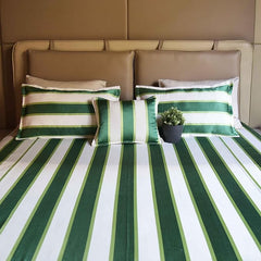 Yarn-Dyed Cotton/Poly Woven Stripe Satin Bed Sheet Set - Queen Size | Luxurious Soft & Durable Bedding for a Restful Sleep