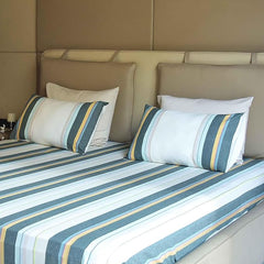 "Luxury King-Size Printed Cotton Satin Bed Sheet Set with Embroidered Pillowcases – Soft, Breathable & Durable Bedding for a Stylish Bedroom Decor