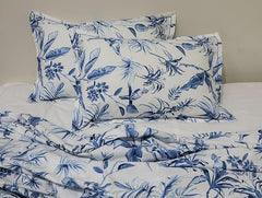 EcruE 180 TC Premium Cotton Printed Bed Sheet Set – Indigo Palms | Ultra-Soft, Breathable & Durable with 2 Pillowcases | Easy Care & Fade-Resistant