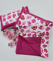 Ecrue 180TC Cotton Floral Printed Bed Sheet 92x96'' with Pillow Case 17x27''