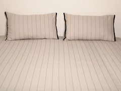 Base Fabric-Yarn Dyed Woven Pleated Stripe Cotton Bed Sheet Size-92 x 95 Inches Pillow Case-17 x 27 Inches