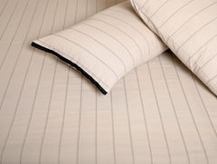 Base Fabric-Yarn Dyed Woven Pleated Stripe Cotton Bed Sheet Size-92 x 95 Inches Pillow Case-17 x 27 Inches