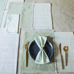 Trova Linen and Velvet Table Set Linen Blend with Cotton Velvet