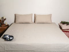 Base Fabric-Yarn Dyed Woven Rib Stripe Cotton/Poly Bed Sheet Size-108 x 110 Inches Pillow Case-17 x 27 Inches