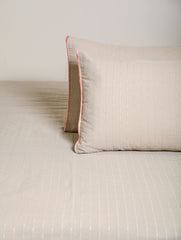 Base Fabric-Yarn Dyed Woven Rib Stripe Cotton/Poly Bed Sheet Size-108 x 110 Inches Pillow Case-17 x 27 Inches